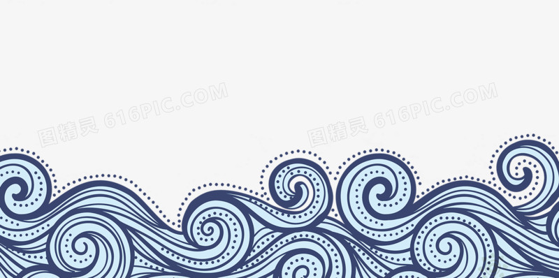 中国风线条蓝色波浪边框纹理