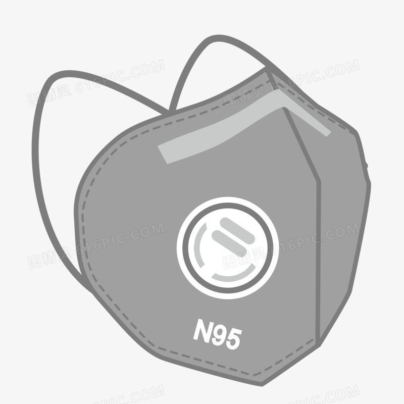 灰色N95口罩元素