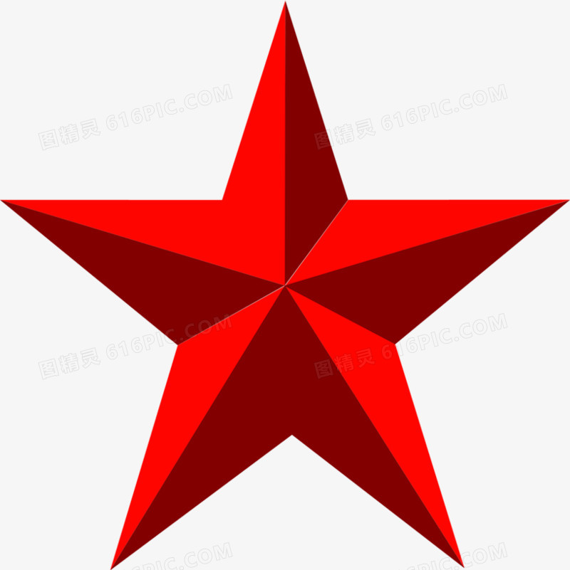 立绘形状五角星大红色
