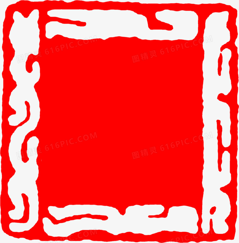 红色花纹印章中国风