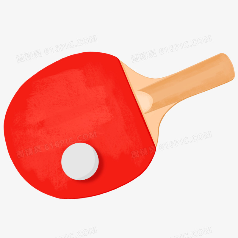 红色手绘乒乓球运动元素