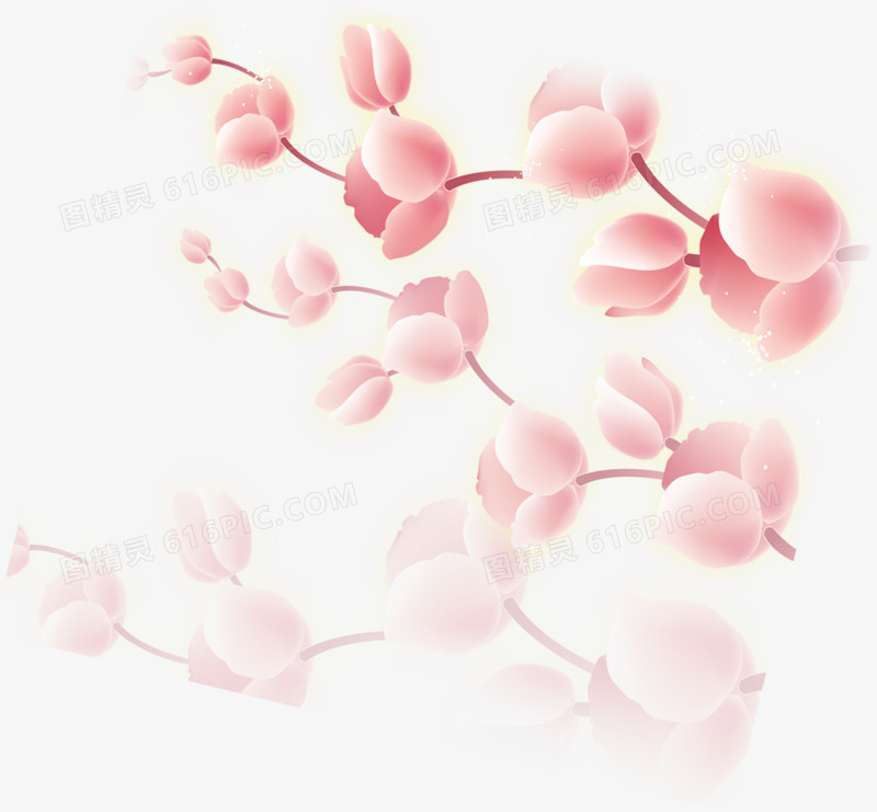 粉色花枝元素