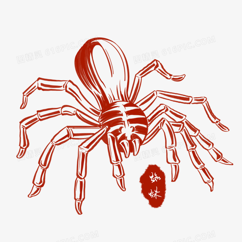 单色手绘动物蜘蛛装饰元素