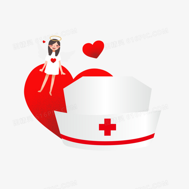 卡通手绘护士和护士帽元素