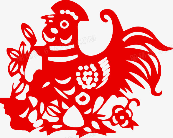 中国风剪纸十二生肖鸡