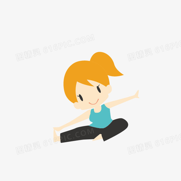 运动小人图案卡通图片 做瑜伽的小女孩