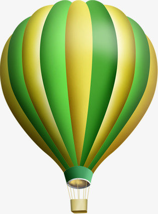 绿色卡通清爽条纹热气球