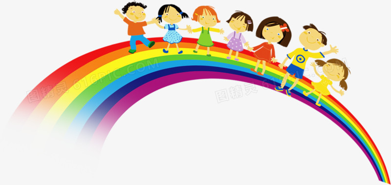 欢度六一儿童节彩虹上面的小孩