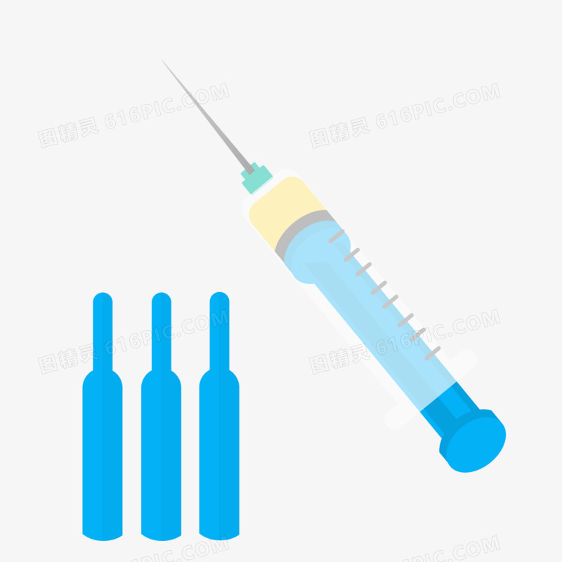 卡通手绘针筒疫苗注射免抠元素