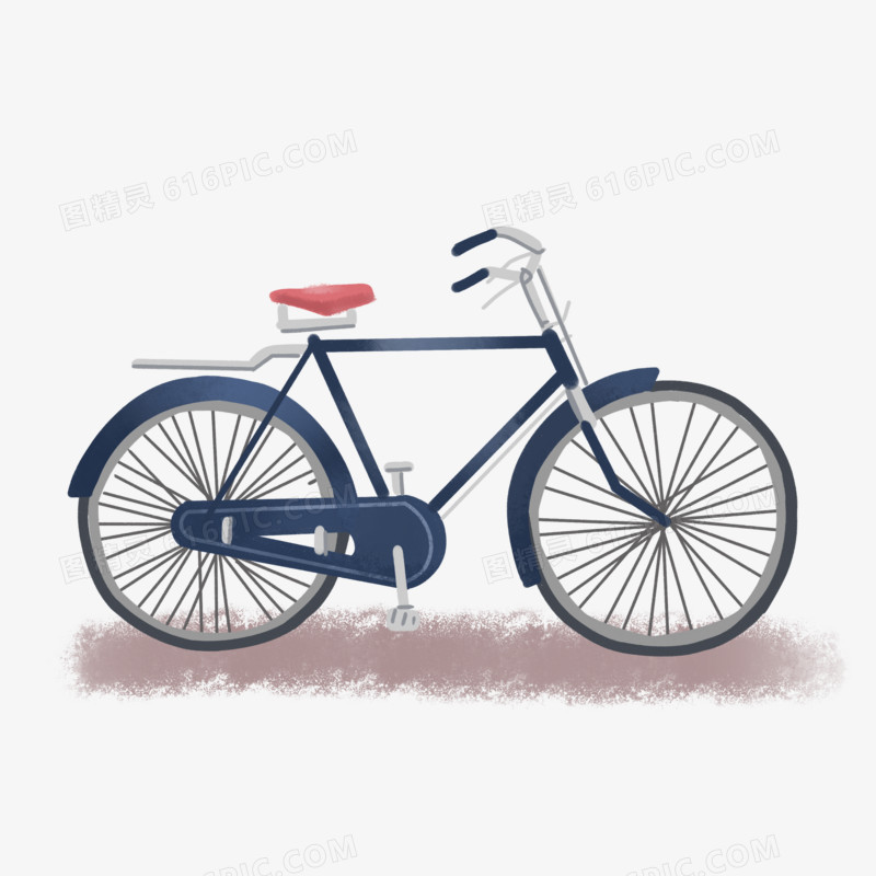手绘卡通儿时回忆二八杠自行车免抠素材