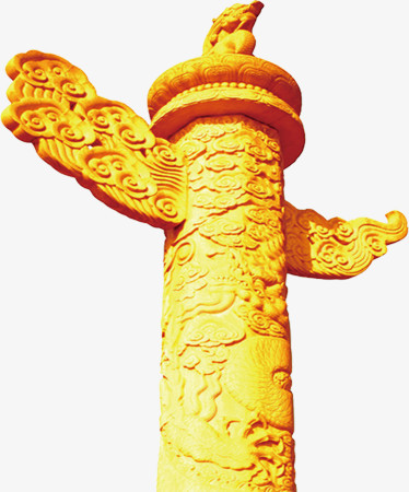 古典建筑金黄色华表柱