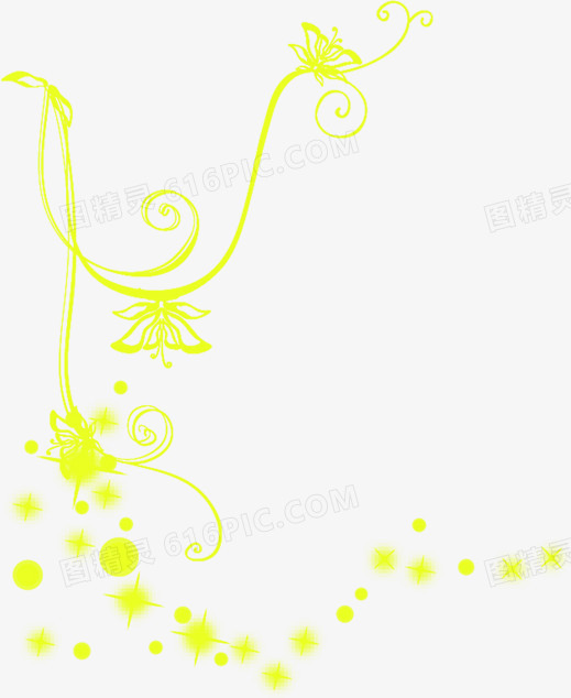 古风黄色花朵圆点装饰