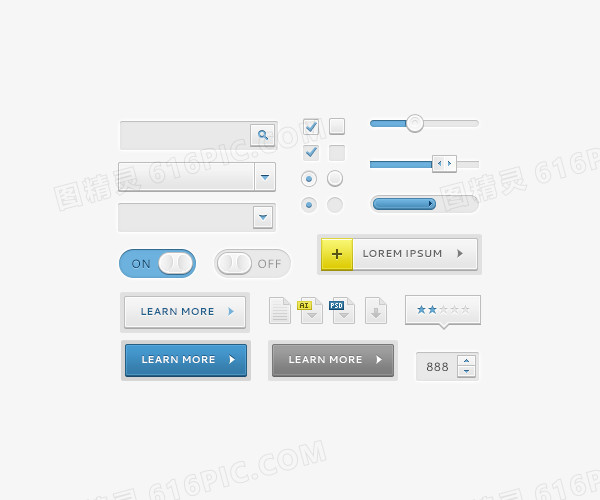 网页设计清新界面按钮选择框元素