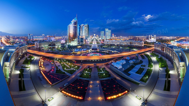 现代都市环形路夜景