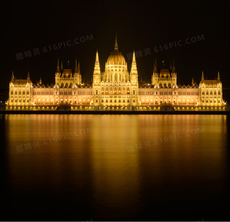 欧式建筑繁华都市夜景透明黄色光效