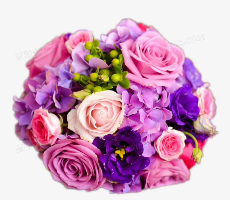 一束球状紫色新娘捧花