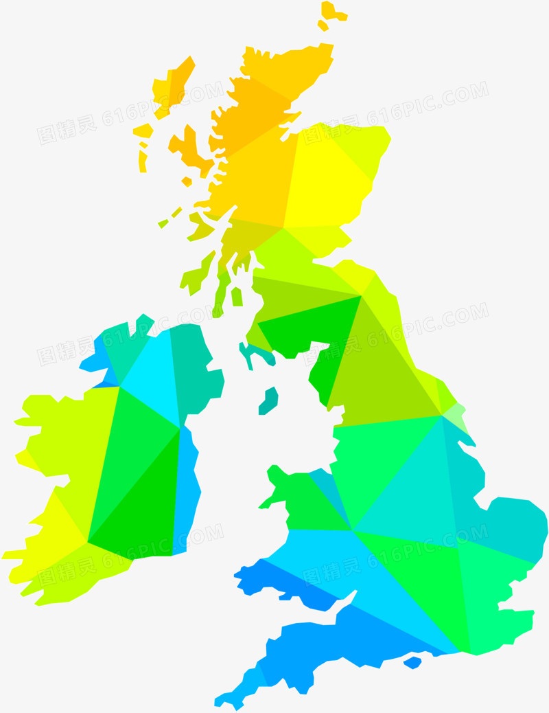 矢量低多边形英国地图