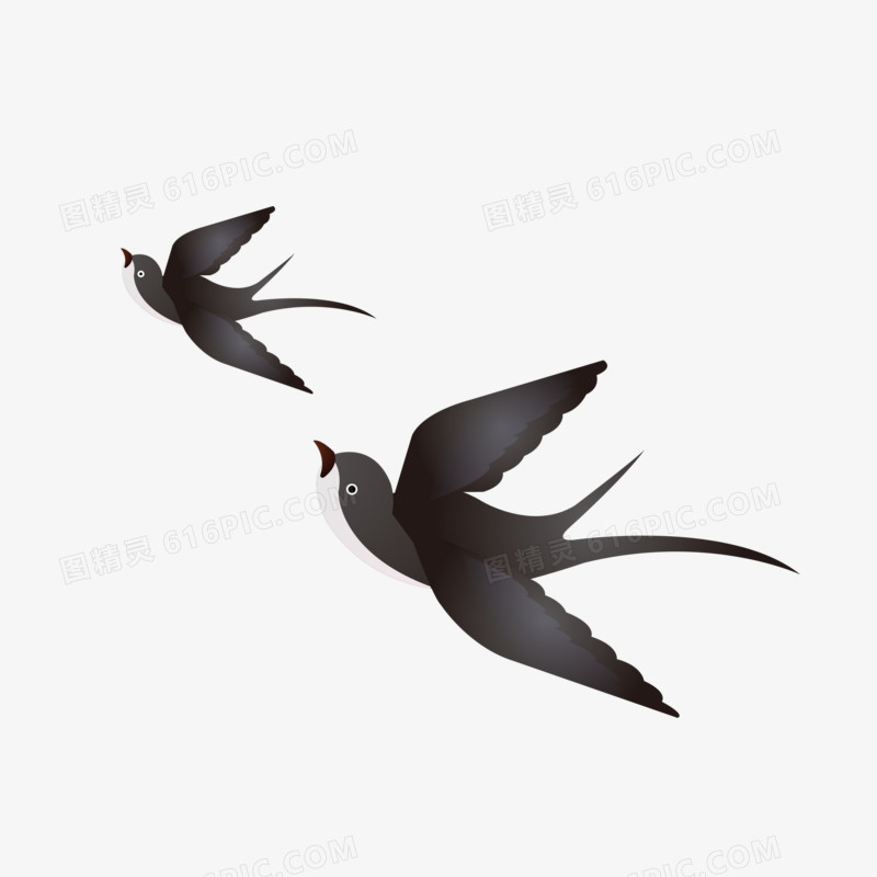 春天手绘飞翔的燕子素材