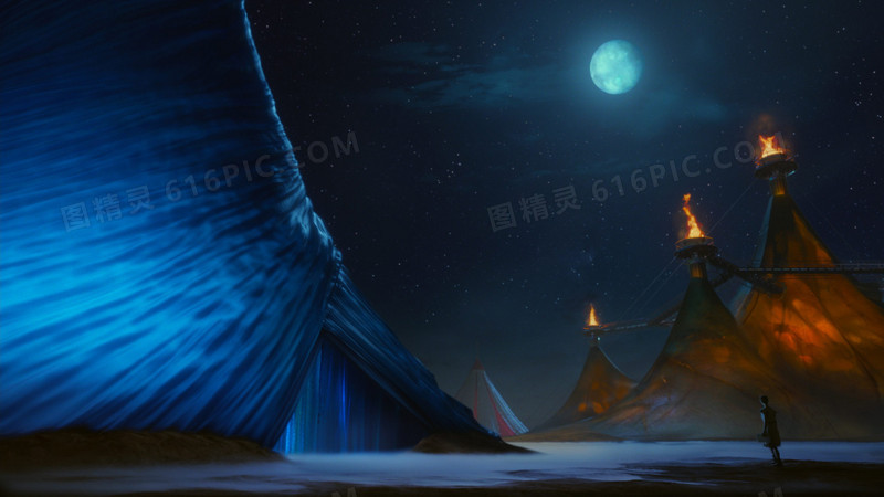 羞月星空高清夜景素材