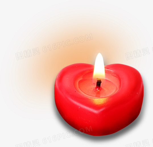 心形红色蜡烛情人节
