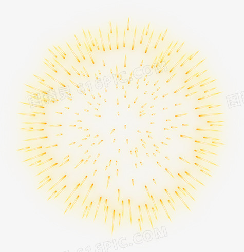 黄色放射形烟花立绘彩绘透明