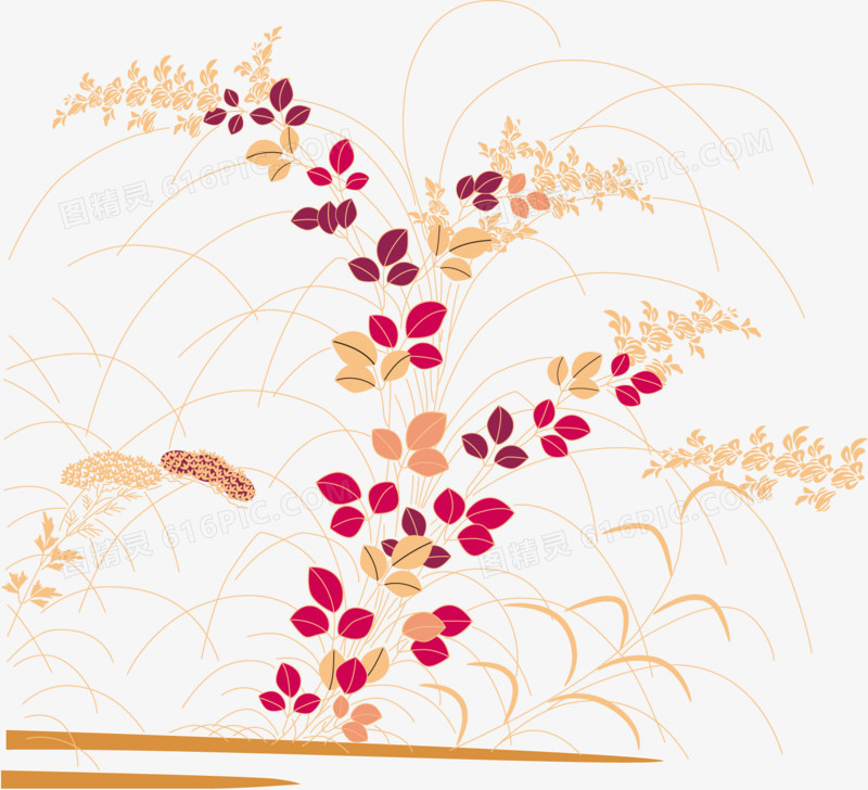 矢量日本风格花卉