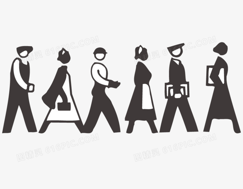 排队走路的人矢量图