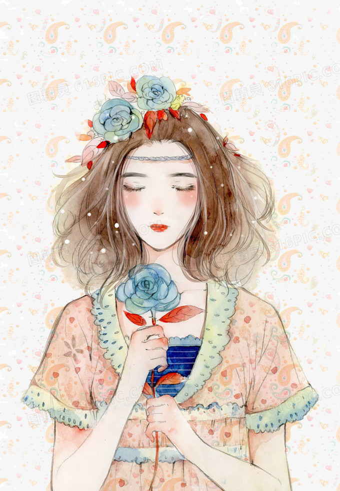 小清新少女手绘插画