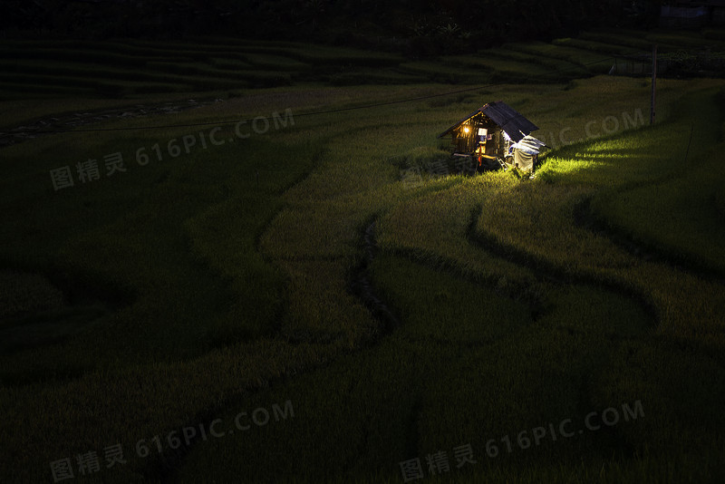 夜晚下行走的小车