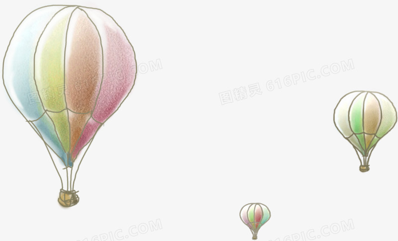 卡通手绘彩色热气球装饰