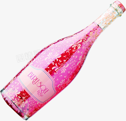 粉色手绘花纹酒瓶