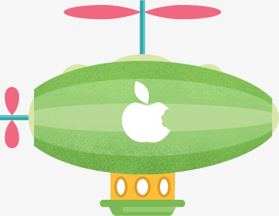 卡通热气球苹果标志