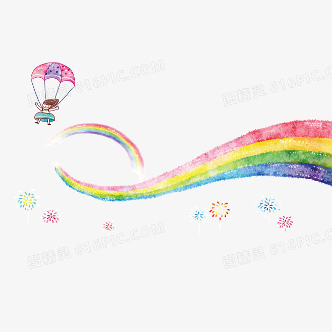 卡通热气球彩虹