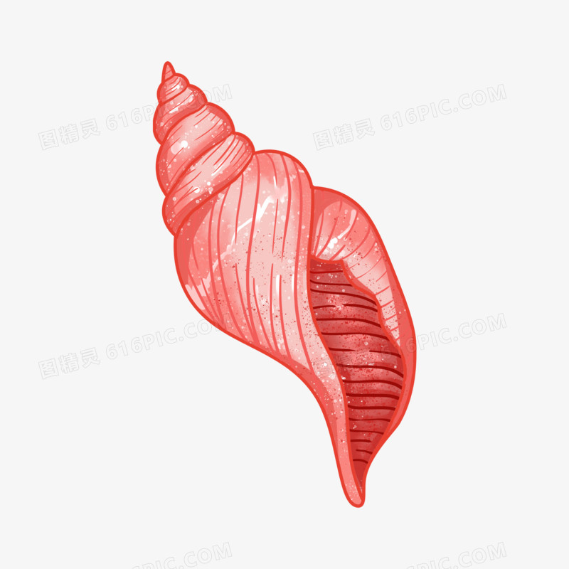 卡通手绘红色海螺免抠元素