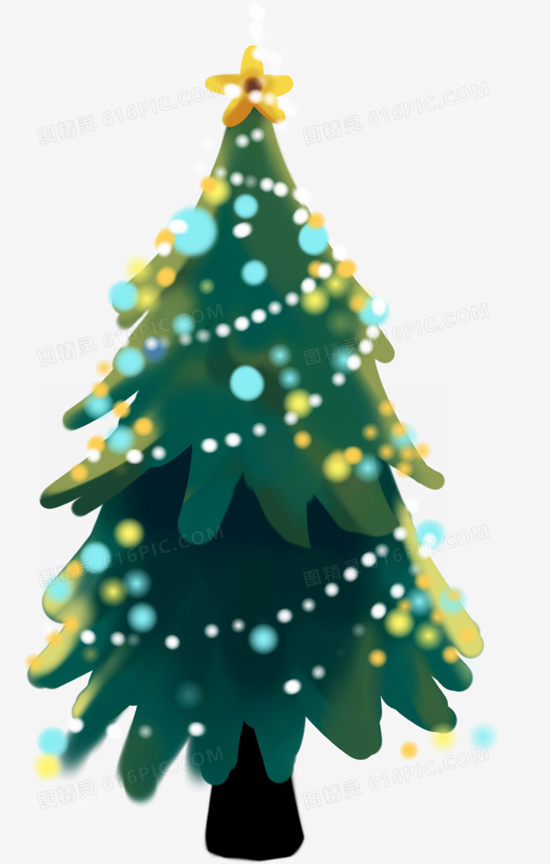 扁平手绘风格创意合成圣诞树
