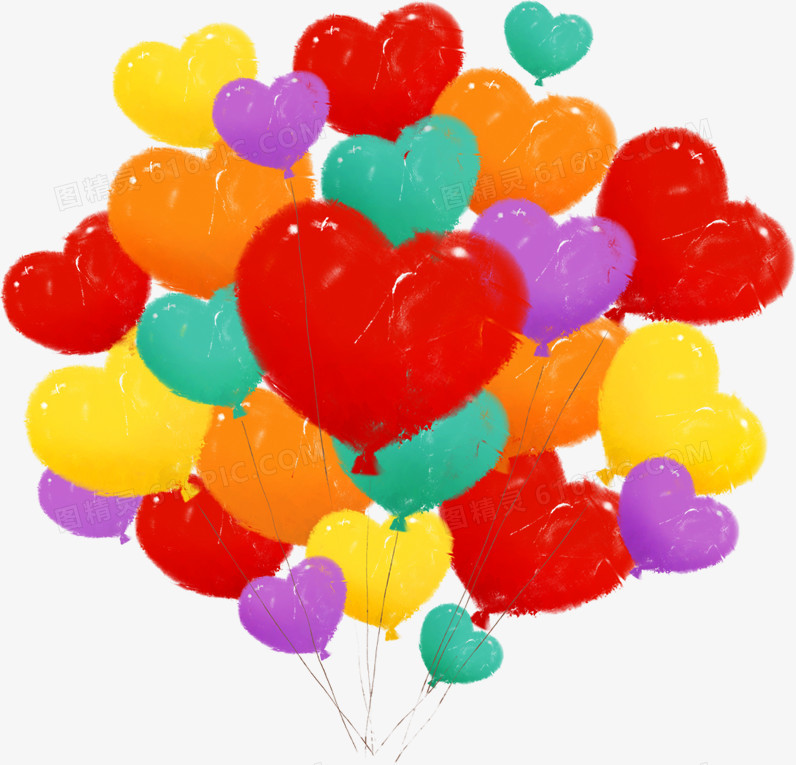 手绘幸福创意爱心气球
