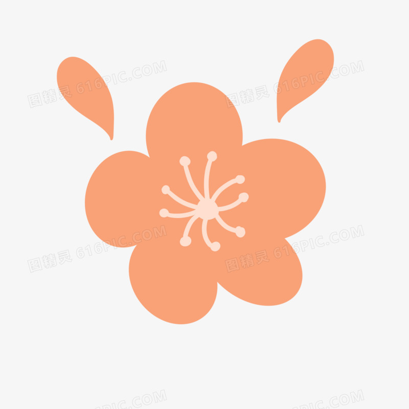 卡通手绘橙色小花花朵元素
