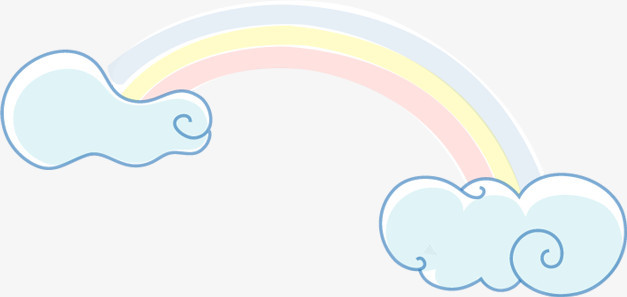 扁平风格手绘形状云朵彩虹