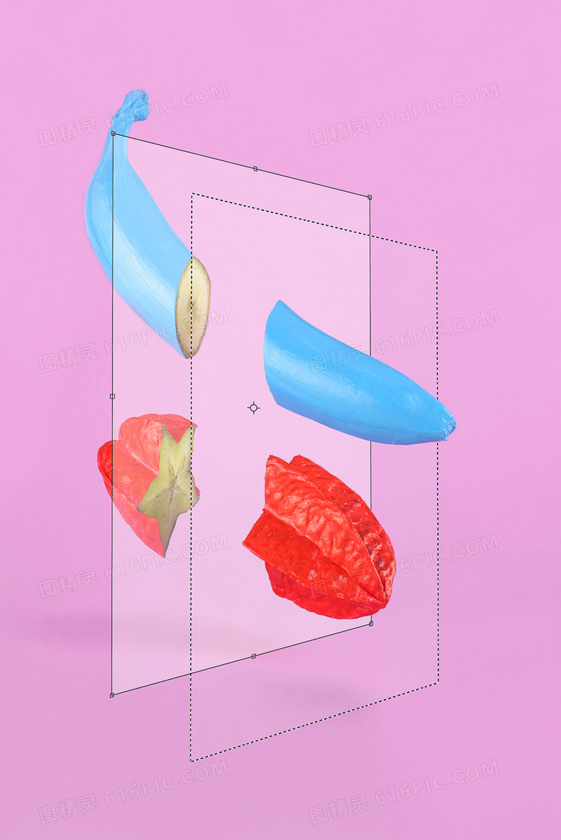 粉色背景卡通水果蔬菜