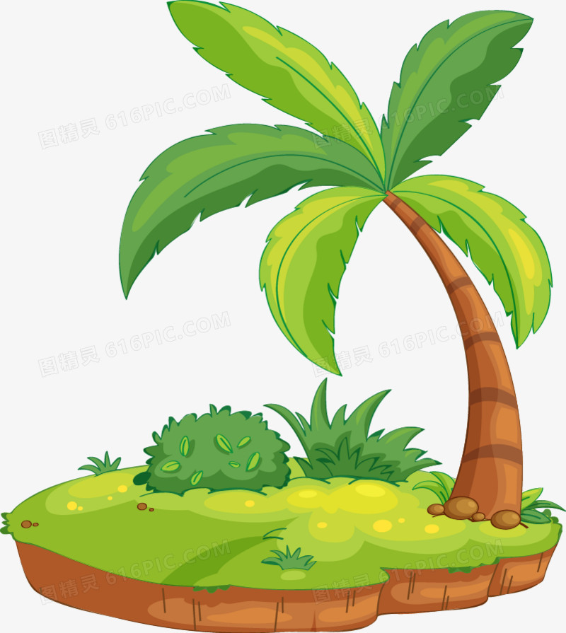 卡通创意椰树小岛
