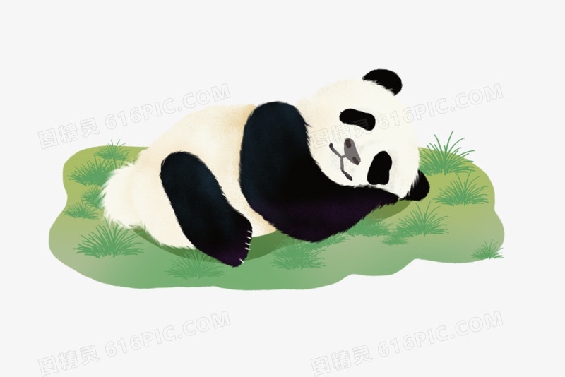 卡通手绘睡觉的熊猫免抠元素