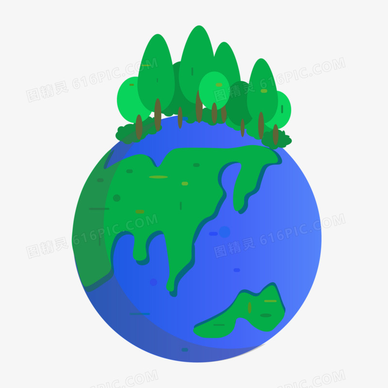 卡通手绘绿色健康地球免抠元素