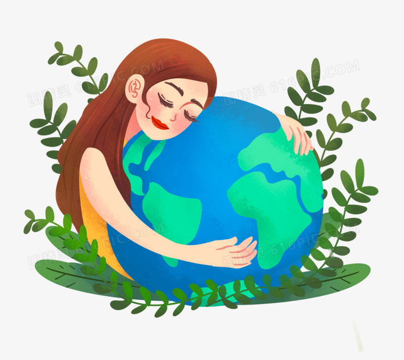 手绘卡通爱护地球保护地球素材
