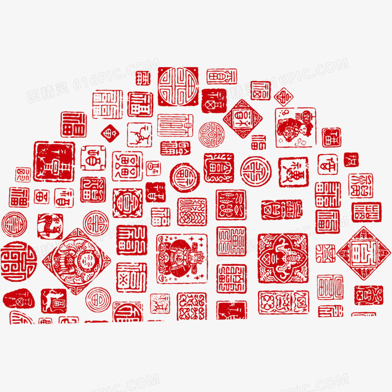 2017红色中式福字装饰素材