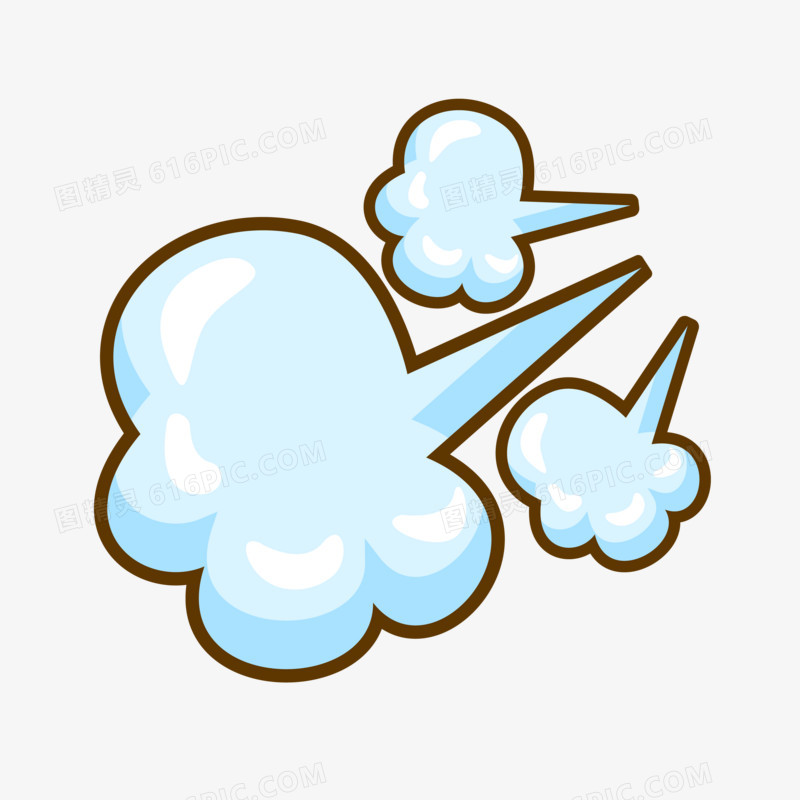 蓝色卡通白色卡通装饰气云元素