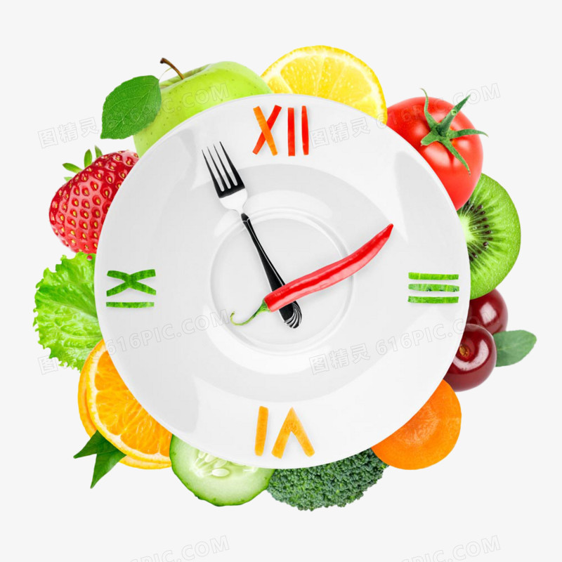 水果蔬菜组合的时钟素材