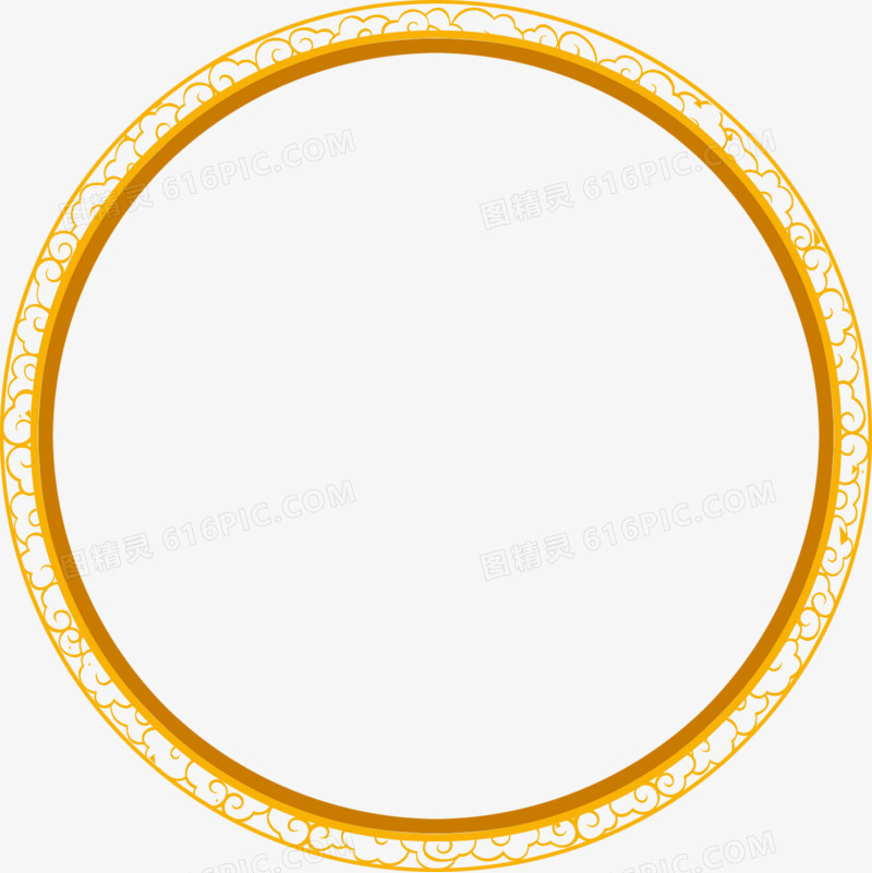 黄色中式手绘花纹圆形