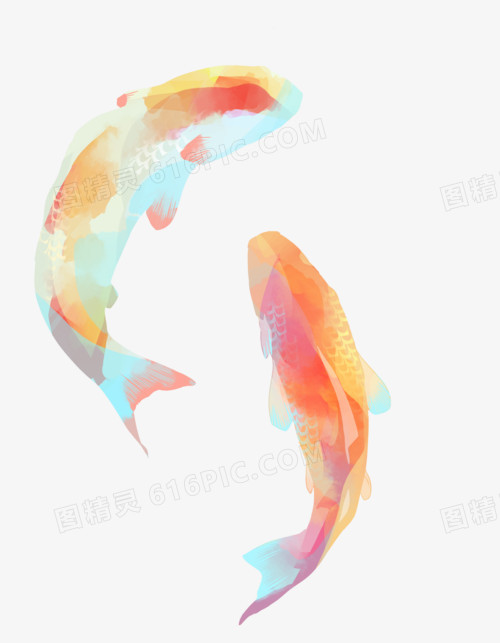 水彩双鱼图案
