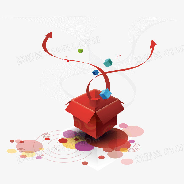 礼物 打开的礼盒 红色 彩带 装饰图案