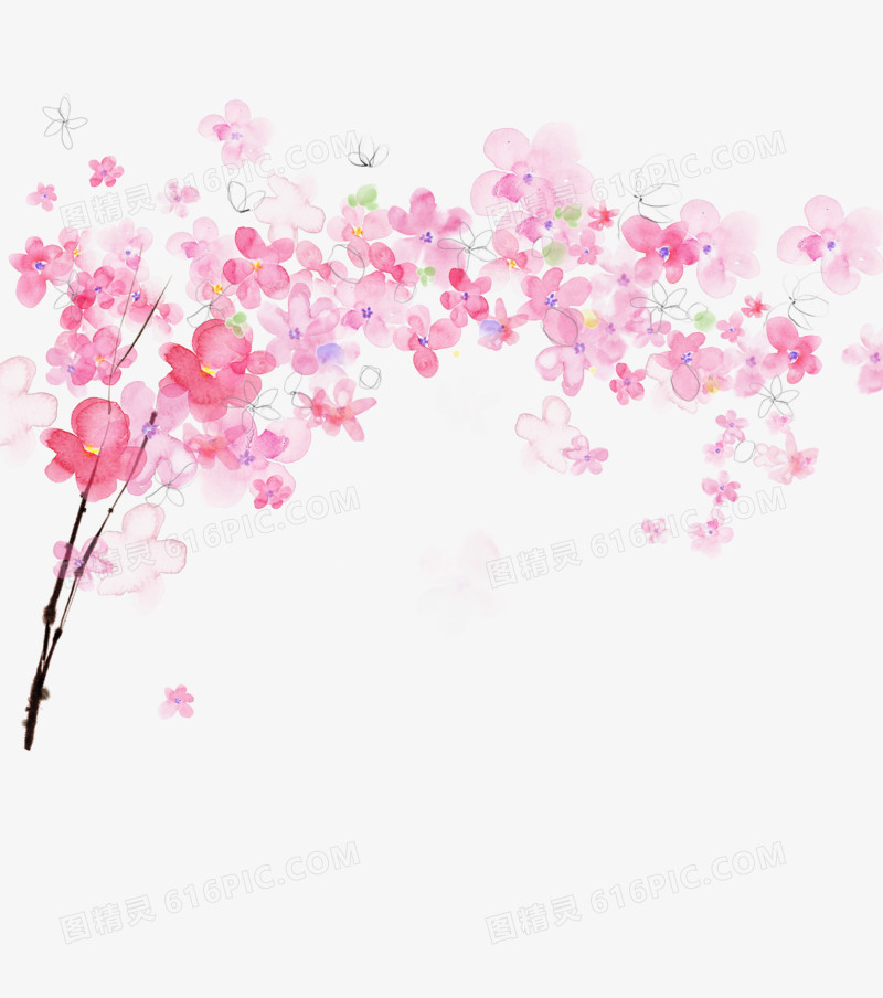 手绘粉色桃花